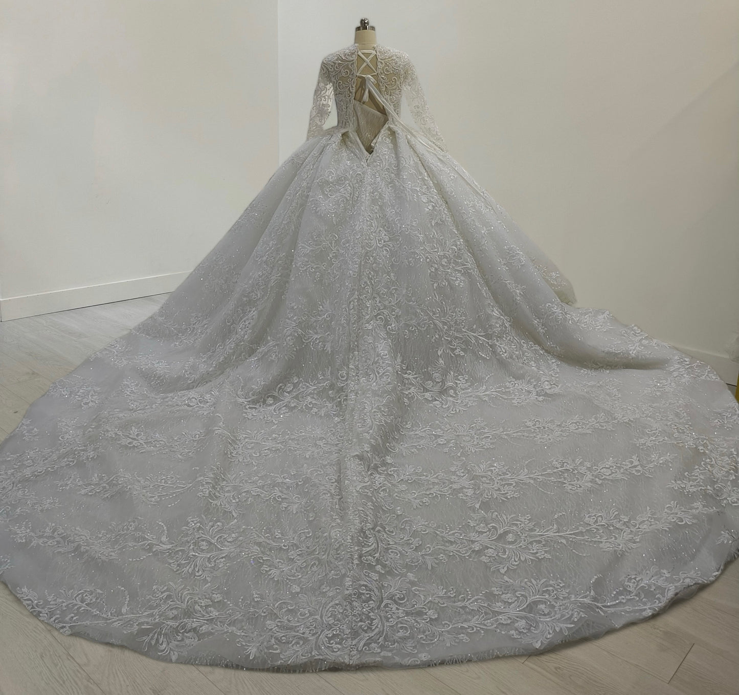 TBC-B053 Made to order luxury lace embroidered long sleeve princess ballgown royal wedding dress - Ting's Bridal Collection