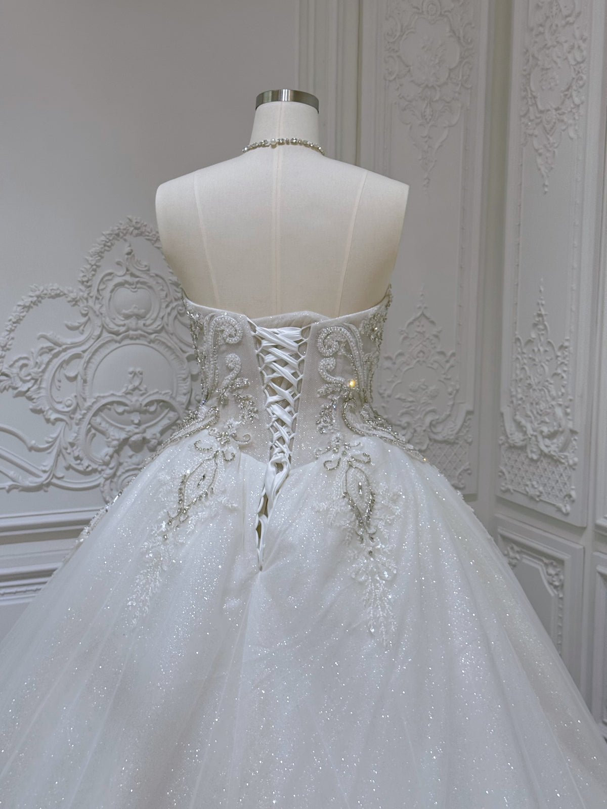 TBC-YB079 Stock of luxury rhinestone beading sparkling royal ballgown wedding dress - Ting's Bridal Collection
