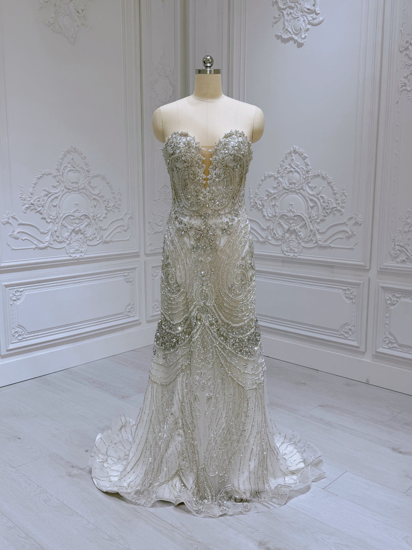 TBC-2IN1-012 Custom-made luxury crystal 2 in 1 style royal wedding dress with skirt - Ting's Bridal Collection