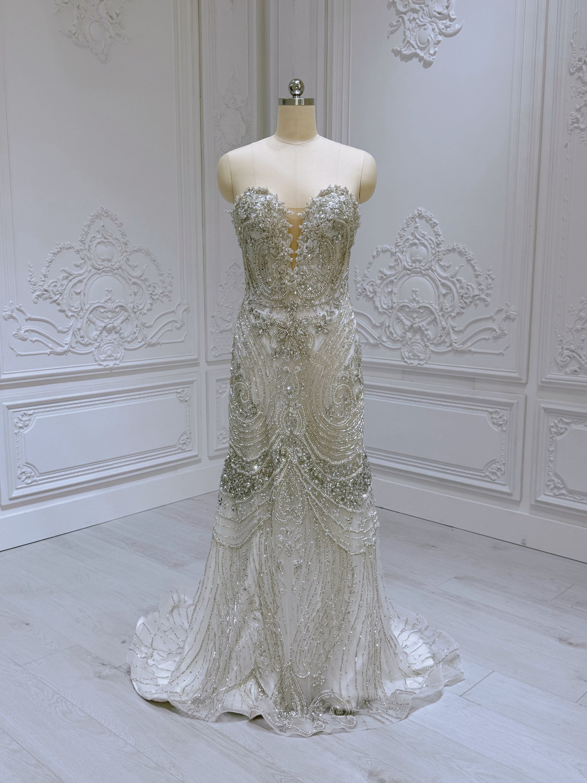 TBC-2IN1-012 Custom-made luxury crystal 2 in 1 style royal wedding dress with skirt - Ting's Bridal Collection