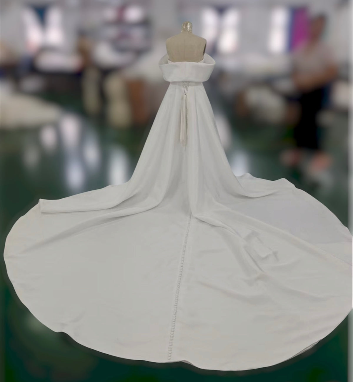 TBC-ZA027 Custom-made satin Aline wedding dress