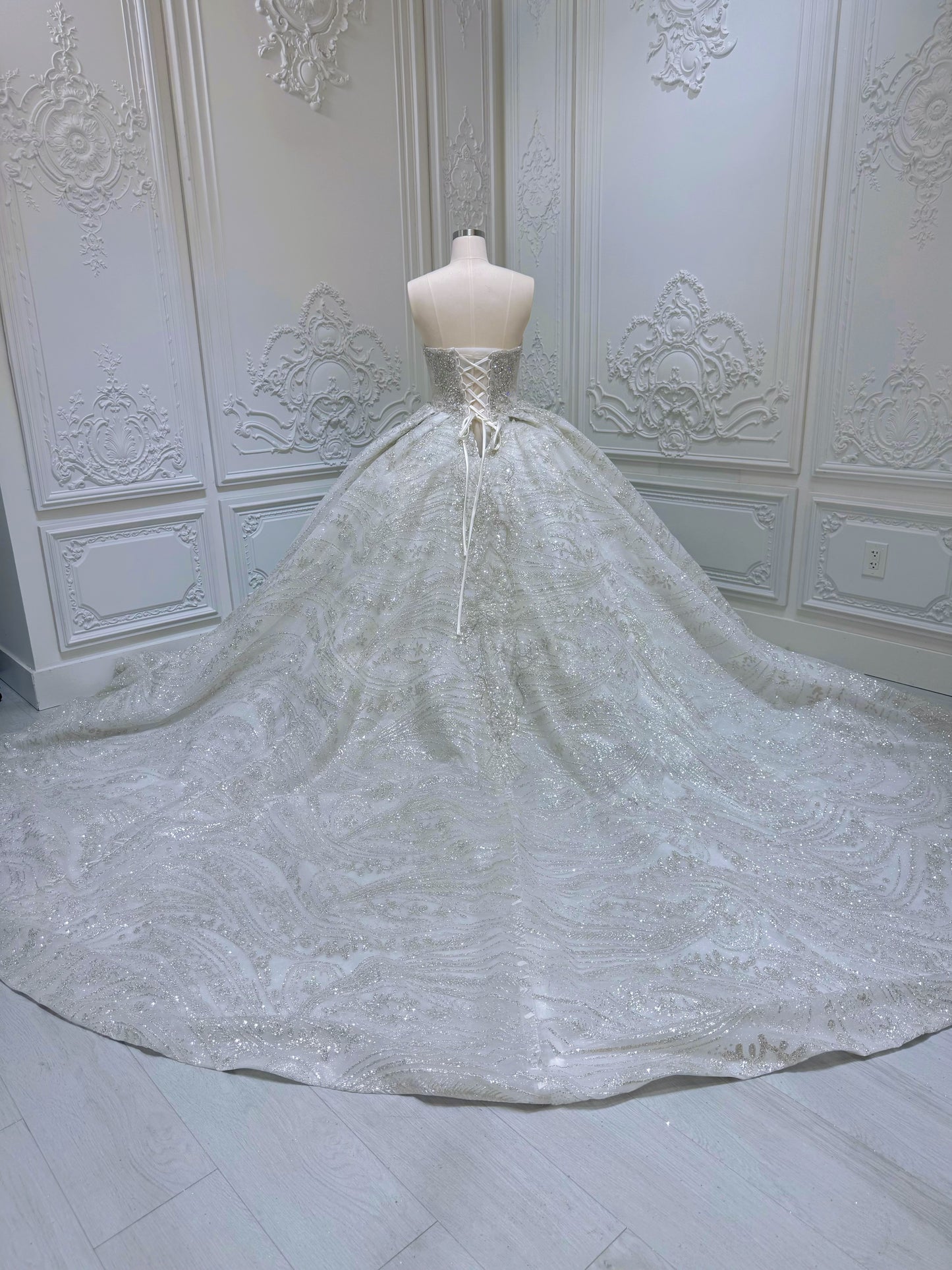 TBC-B040 Custom-made luxury crystal beaded sparkling princess ballgown wedding dress - Ting's Bridal Collection