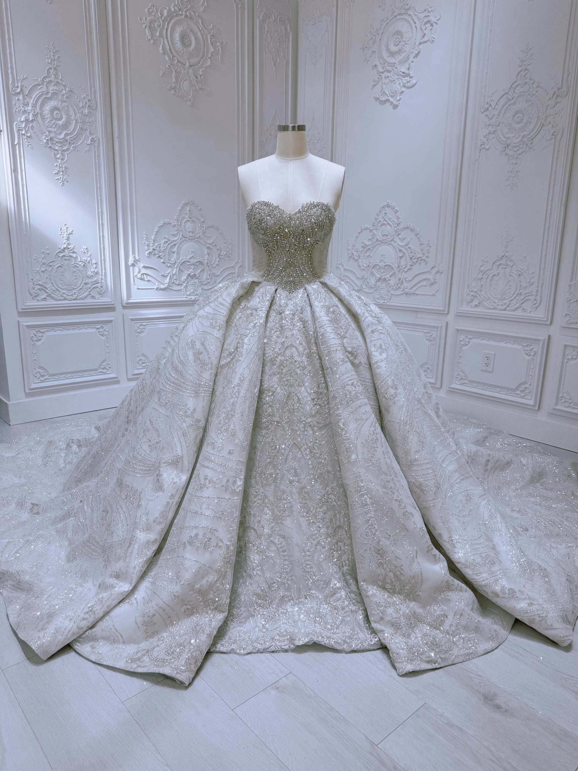 TBC-B040 Custom-made luxury crystal beaded sparkling princess ballgown wedding dress - Ting's Bridal Collection