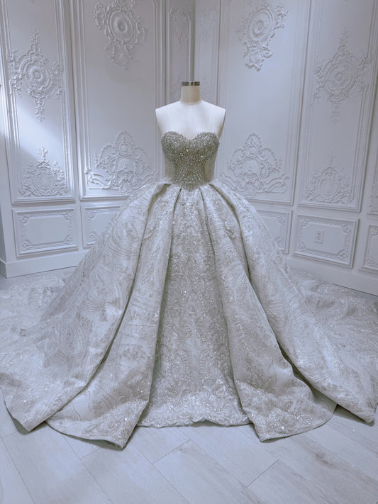 TBC-B040 Custom-made luxury crystal beaded sparkling princess ballgown wedding dress - Ting's Bridal Collection