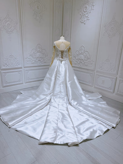 TBC-2IN1-024 Stock of luxury mermaid wedding dress with detachable satin skirt - Ting's Bridal Collection