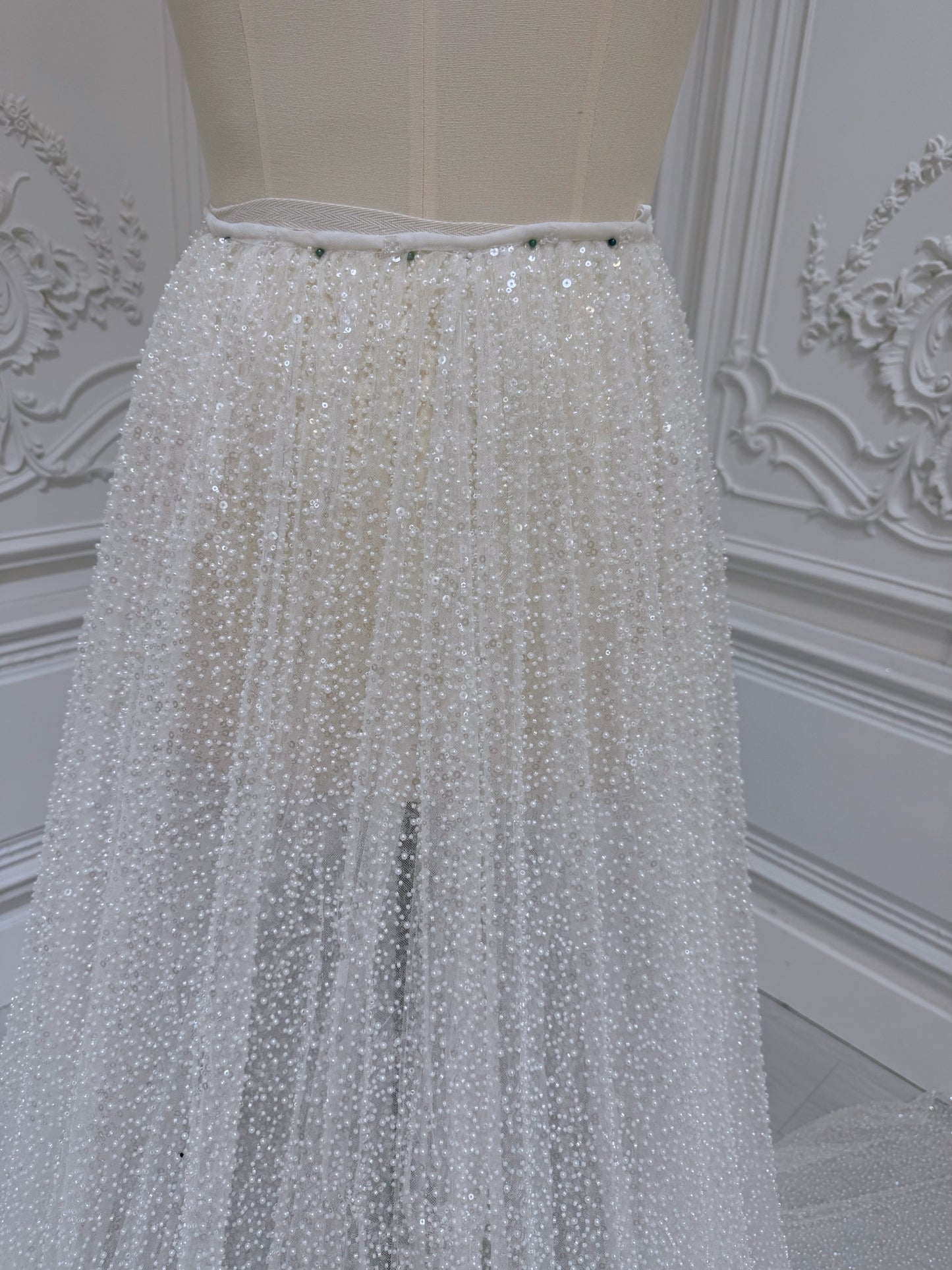 Beading sparkling bridal detachable overskirt for wedding dress - Ting's Bridal Collection
