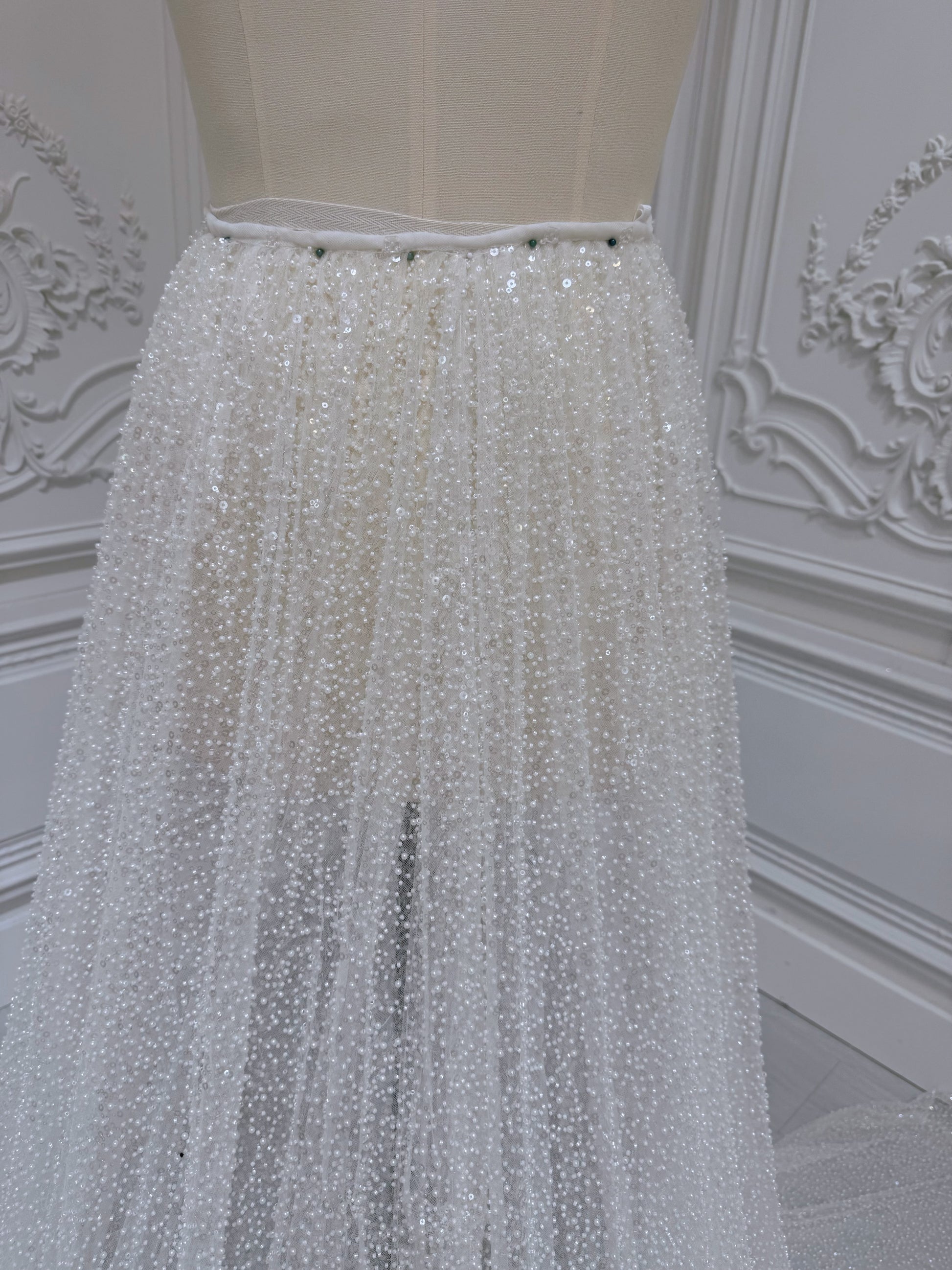 Beading sparkling bridal detachable overskirt for wedding dress - Ting's Bridal Collection