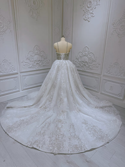TBC-2IN1-012 Custom-made luxury crystal 2 in 1 style royal wedding dress with skirt - Ting's Bridal Collection