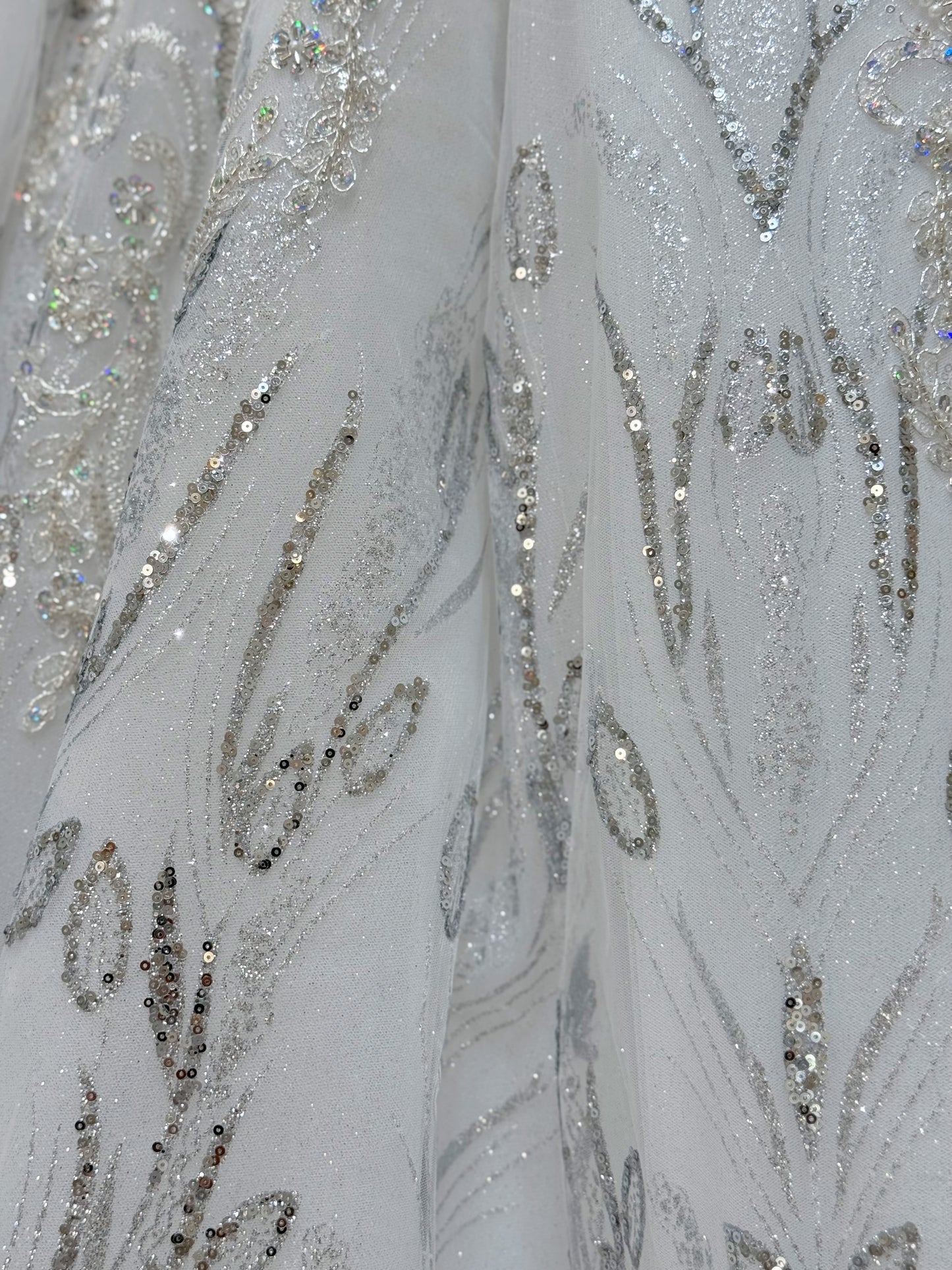 Stock Clearance! Bridal Size 10! Grey crystal beaded cap sleeve sparkling white&silver princess ballgown royal wedding dress - Ting's Bridal Collection