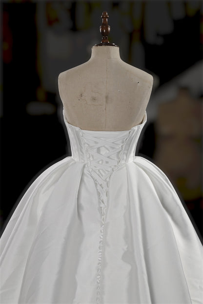TBC-ZB061 Custom-made white satin sweetheart ballgown royal wedding dress