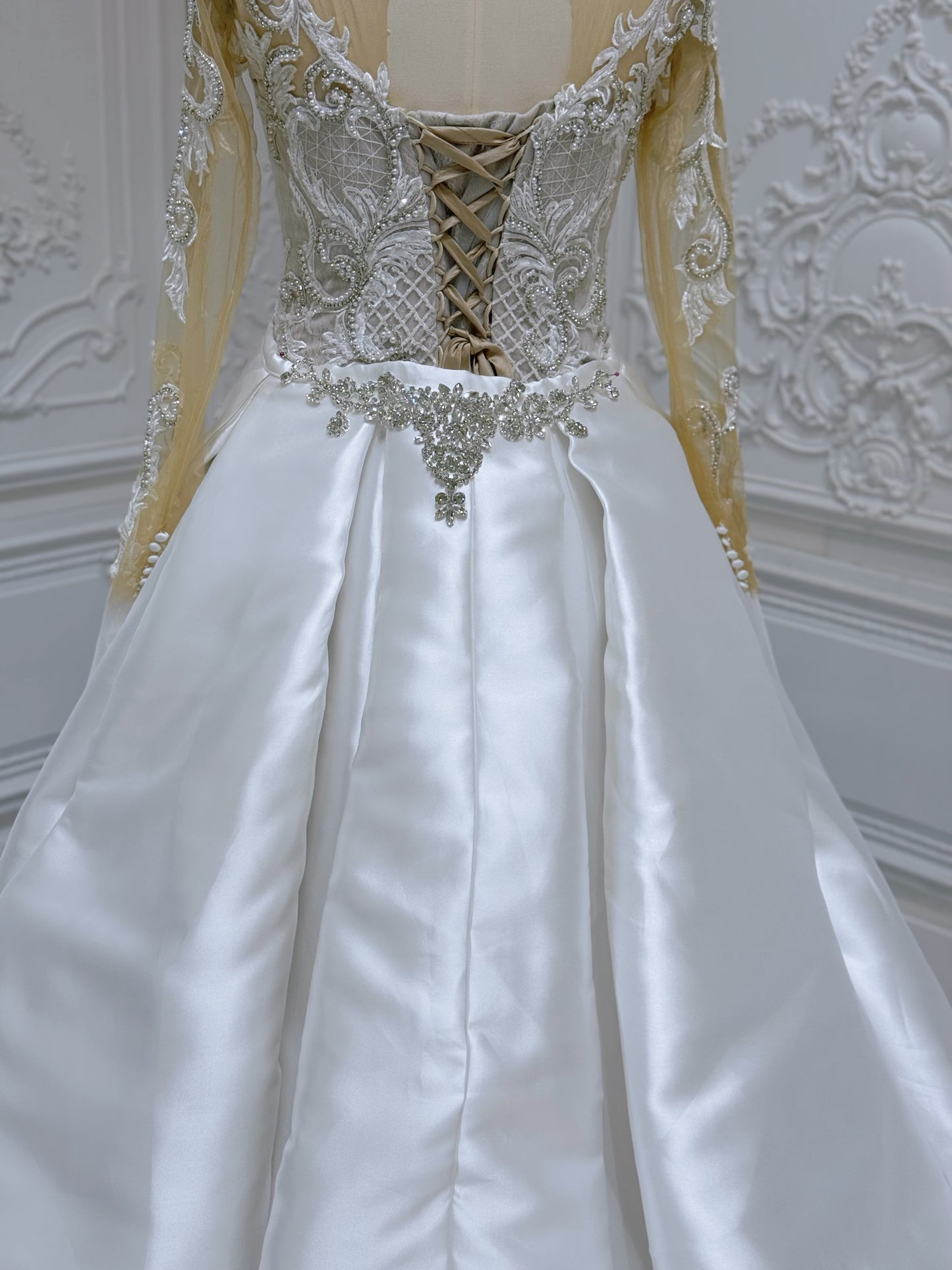 TBC-2IN1-024 Stock of luxury mermaid wedding dress with detachable satin skirt - Ting's Bridal Collection