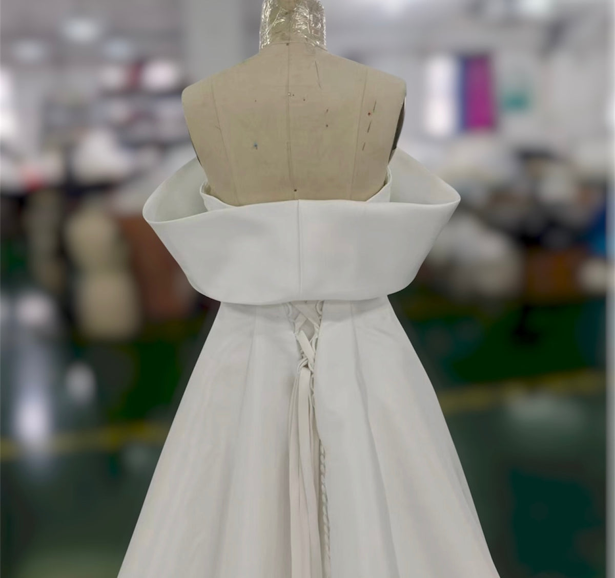 TBC-ZA027 Custom-made satin Aline wedding dress