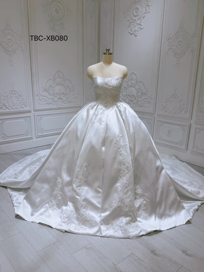 TBC-XB080 Custom-made white lace embroidered royal ballgown wedding dress - Ting's Bridal Collection