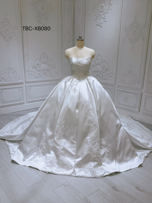 TBC-XB080 Custom-made white lace embroidered royal ballgown wedding dress - Ting's Bridal Collection
