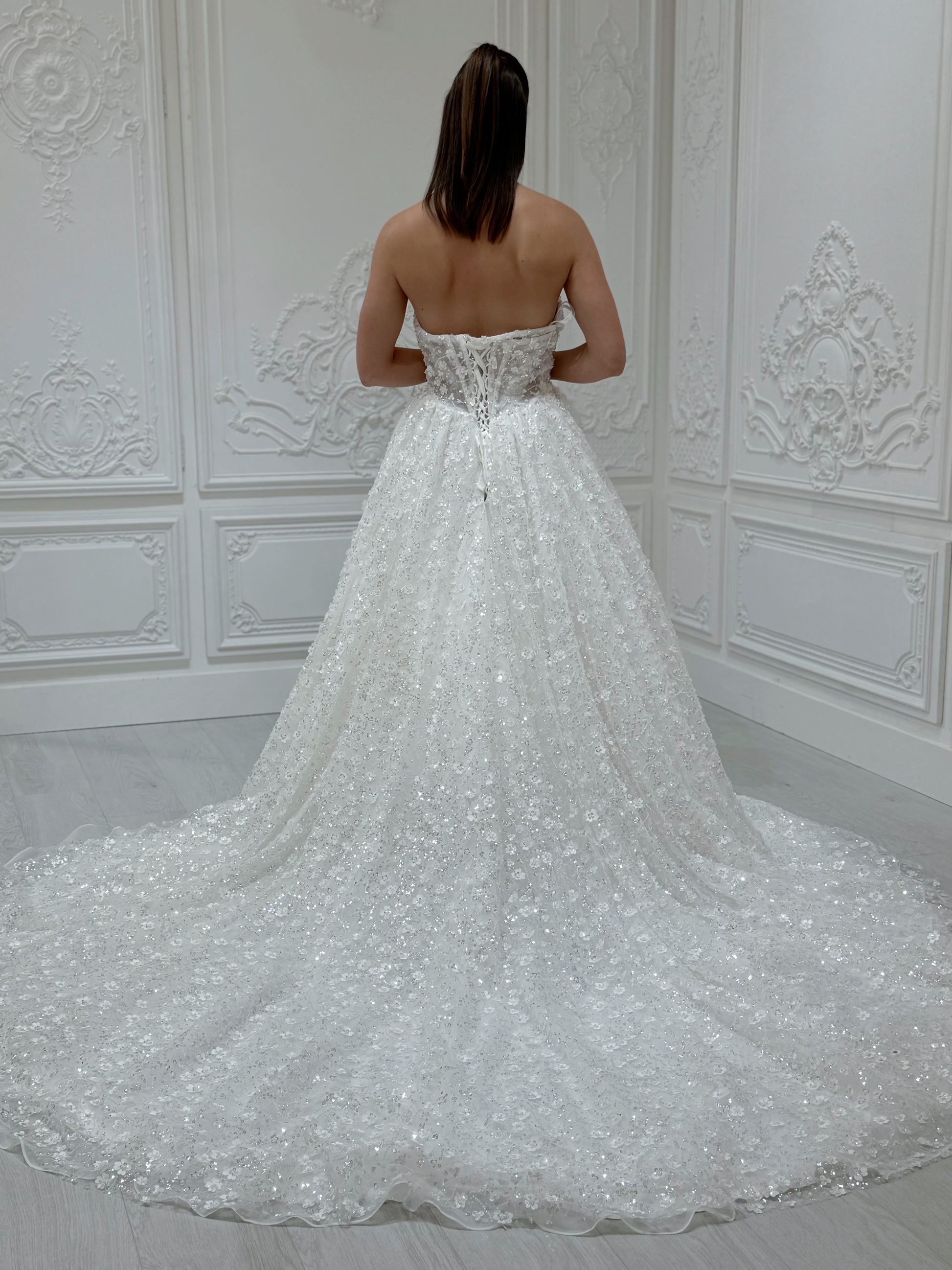 Stock Sale! Bridal size 12! Custom-made 3D floral beading sparkling Aline fairy wedding dress - Ting's Bridal Collection