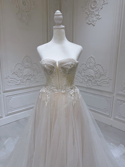 Stock Clearance! Ivory outdoor/beach ivory sparkling wedding dress - Ting's Bridal Collection