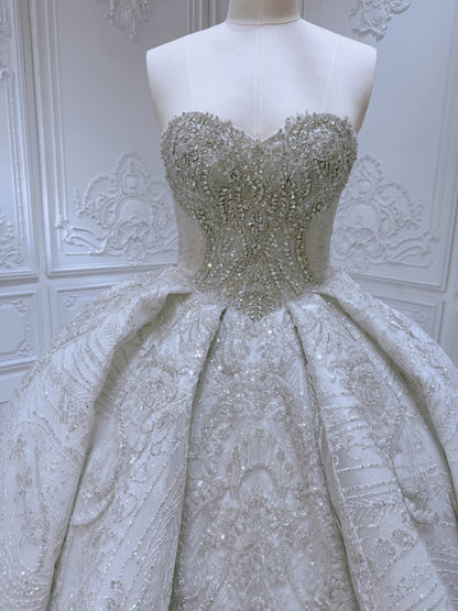 TBC-B040 Custom-made luxury crystal beaded sparkling princess ballgown wedding dress - Ting's Bridal Collection