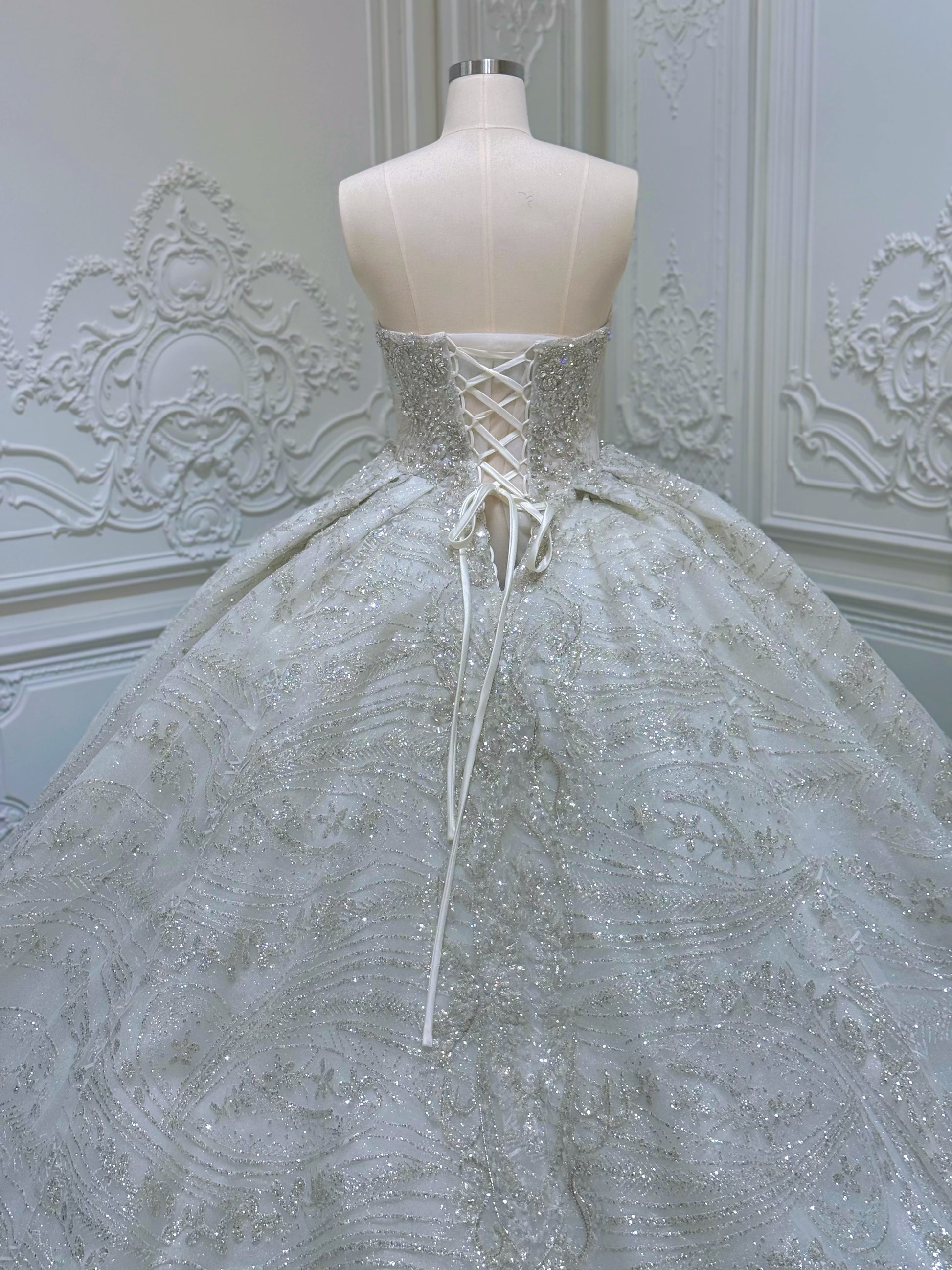 TBC-B040 Custom-made luxury crystal beaded sparkling princess ballgown wedding dress - Ting's Bridal Collection