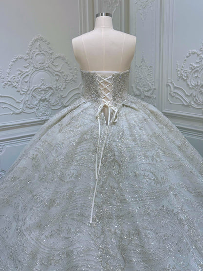 TBC-B040 Custom-made luxury crystal beaded sparkling princess ballgown wedding dress - Ting's Bridal Collection