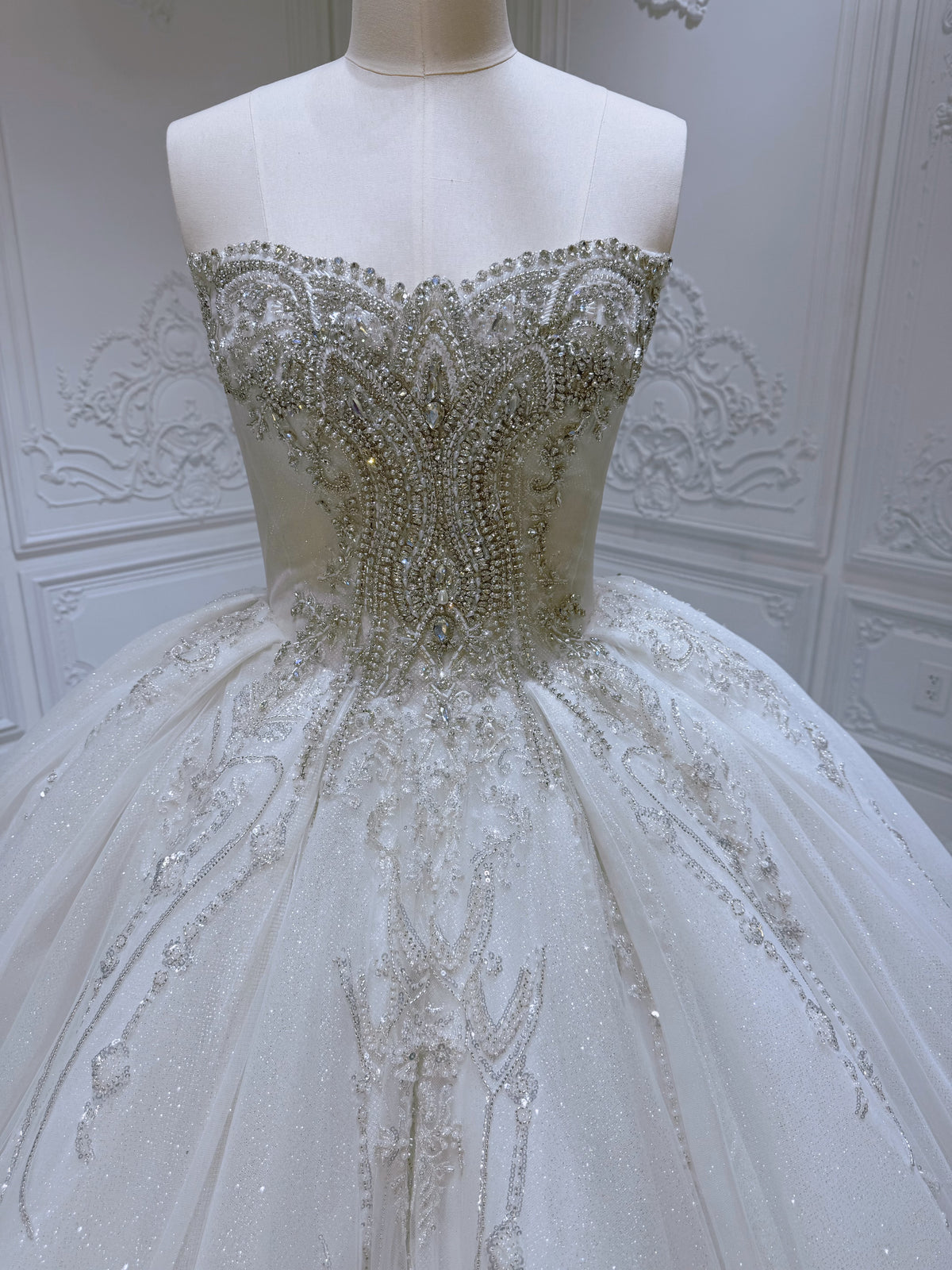 TBC-YB070 Stock of luxury rhinestone with beading lace sparkling ballgown wedding dress - Ting's Bridal Collection