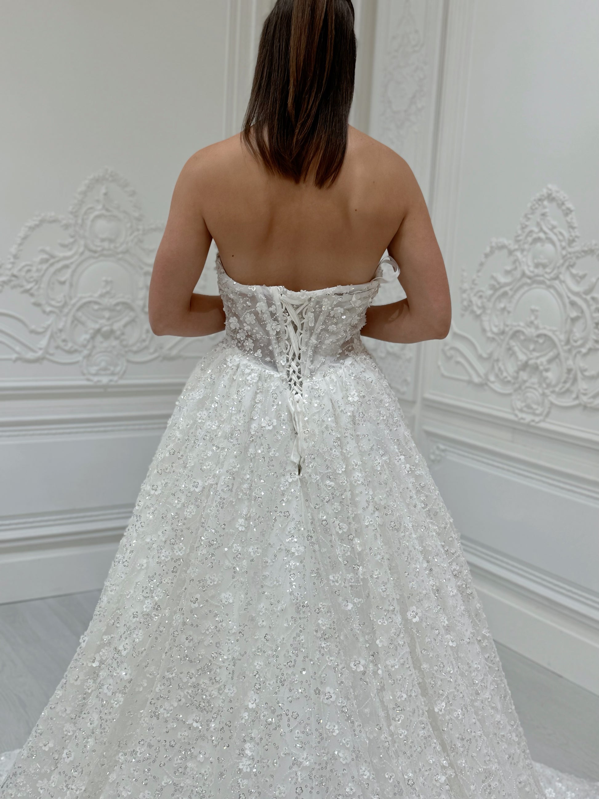 Stock Sale! Bridal size 12! Custom-made 3D floral beading sparkling Aline fairy wedding dress - Ting's Bridal Collection