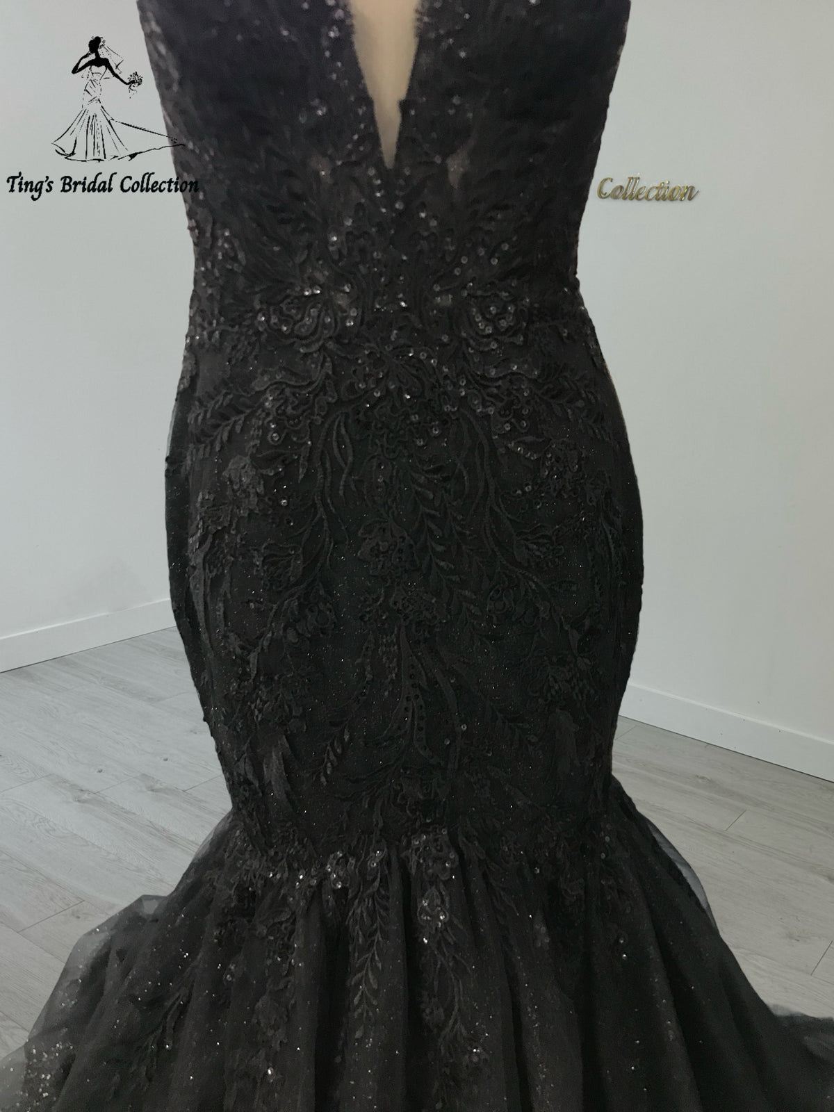TBC-TM006 Custom-made black lace beading mermaid wedding dress