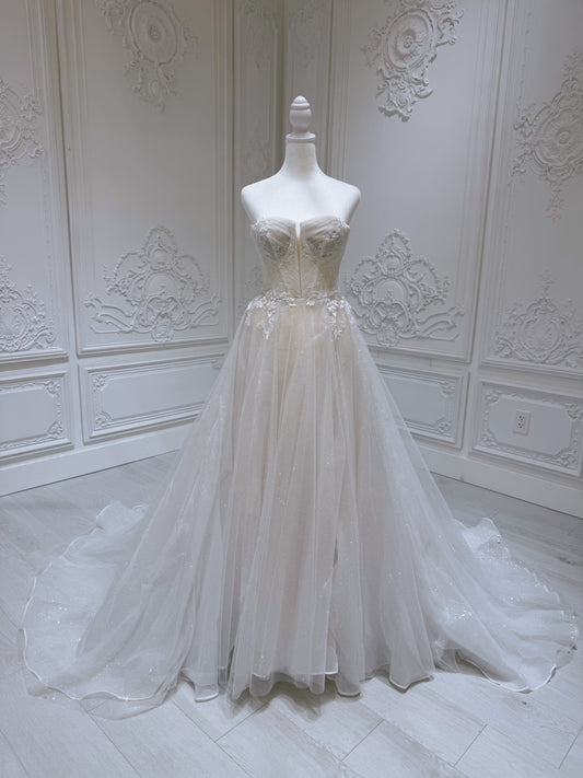 Stock Clearance! Ivory outdoor/beach ivory sparkling wedding dress - Ting's Bridal Collection