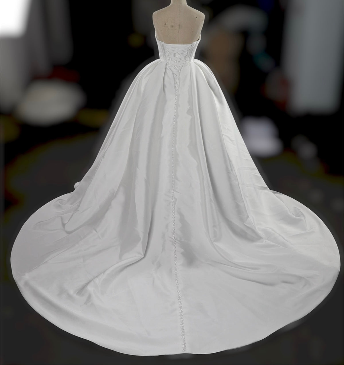 TBC-ZB061 Custom-made white satin sweetheart ballgown royal wedding dress