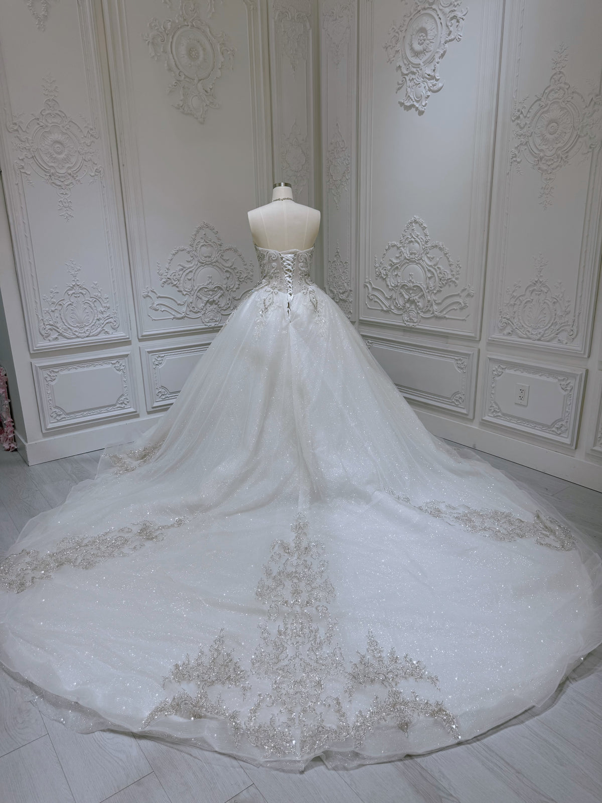 TBC-YB079 Stock of luxury rhinestone beading sparkling royal ballgown wedding dress - Ting's Bridal Collection