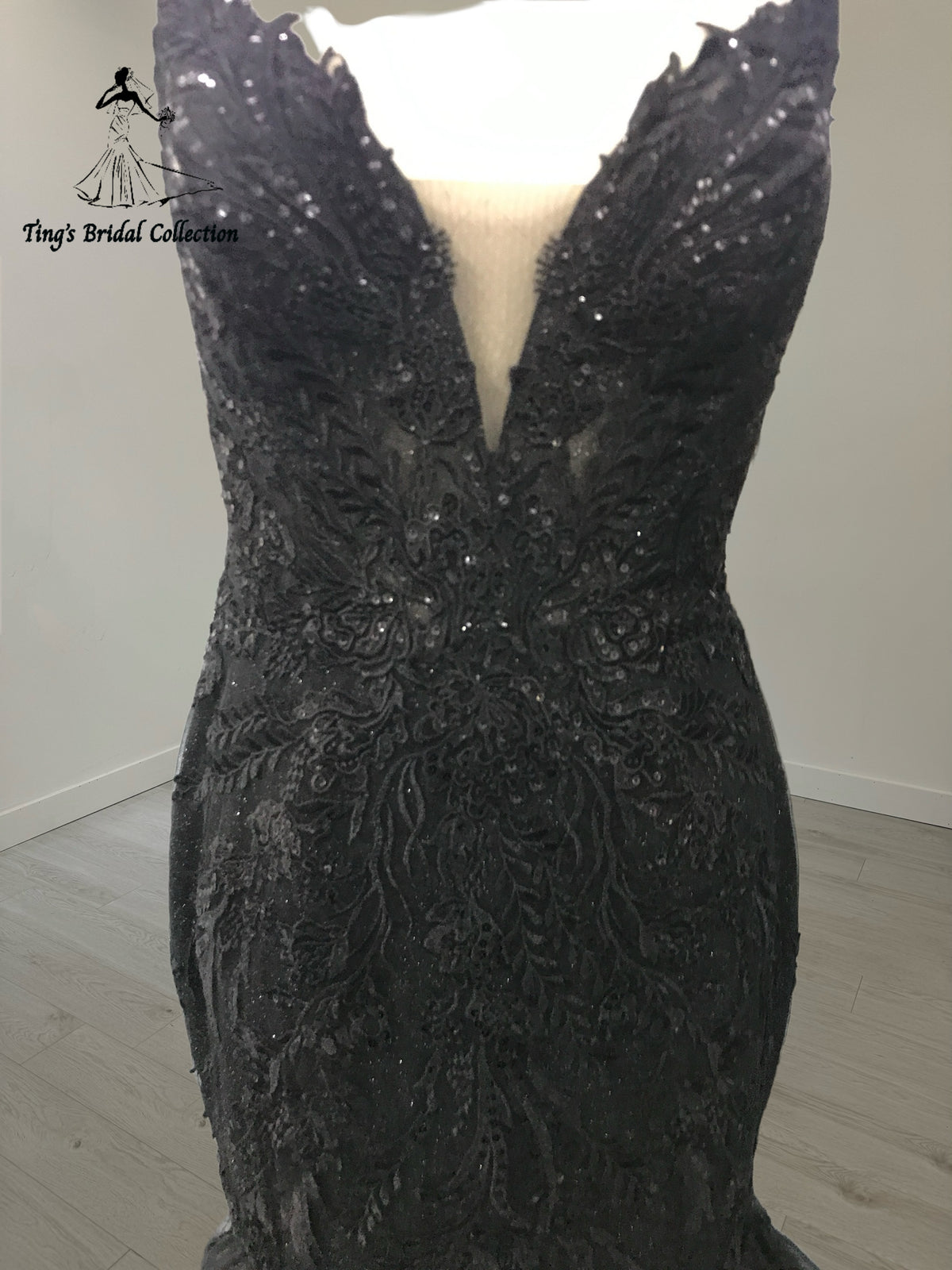 TBC-TM006 Custom-made black lace beading mermaid wedding dress