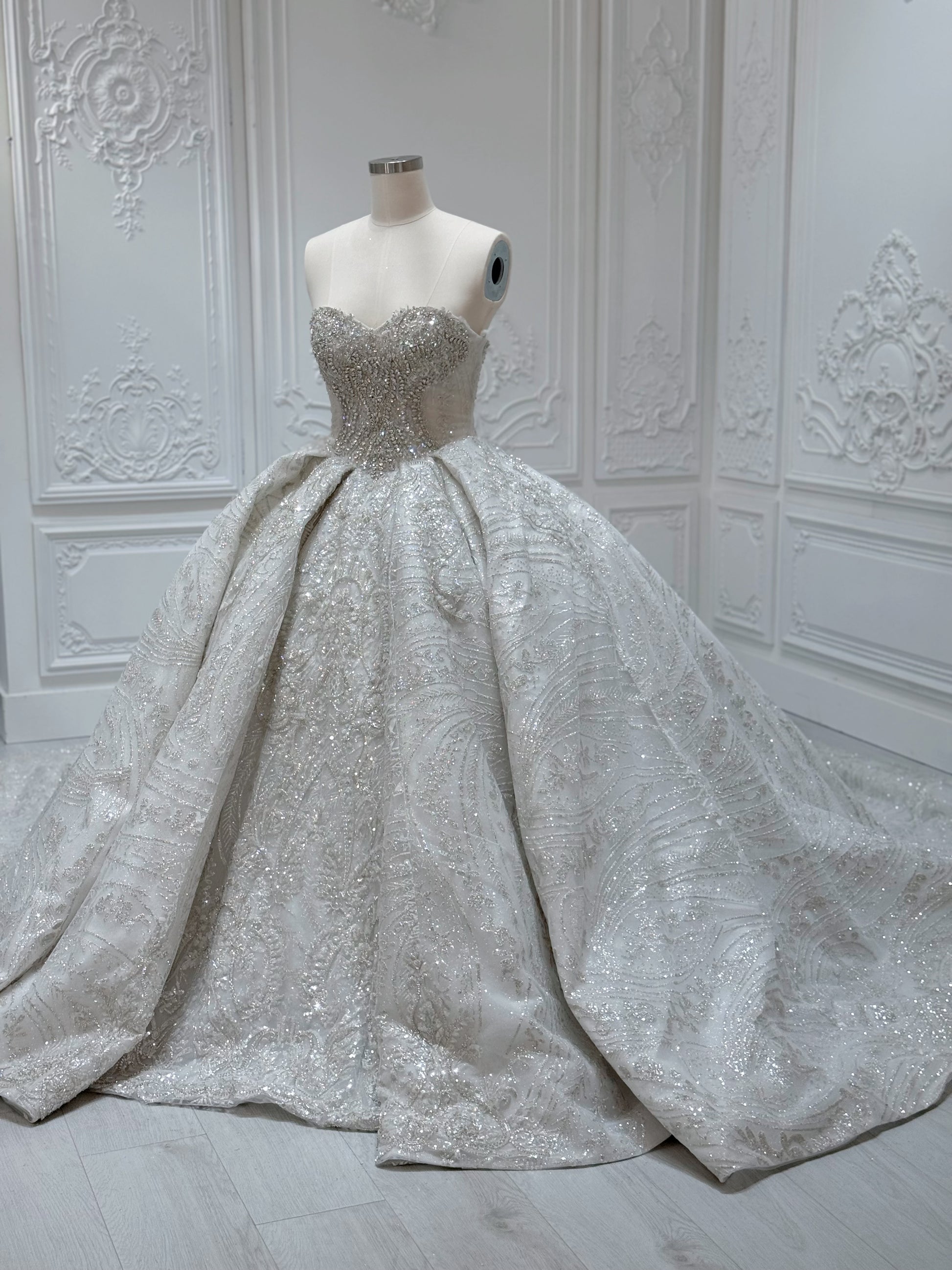 TBC-B040 Custom-made luxury crystal beaded sparkling princess ballgown wedding dress - Ting's Bridal Collection