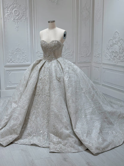 TBC-B040 Custom-made luxury crystal beaded sparkling princess ballgown wedding dress - Ting's Bridal Collection