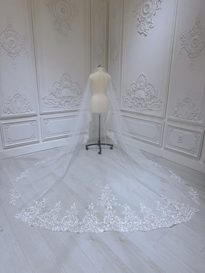 Stock sale of Lace embroidered bridal long wedding veil - Ting's Bridal Collection