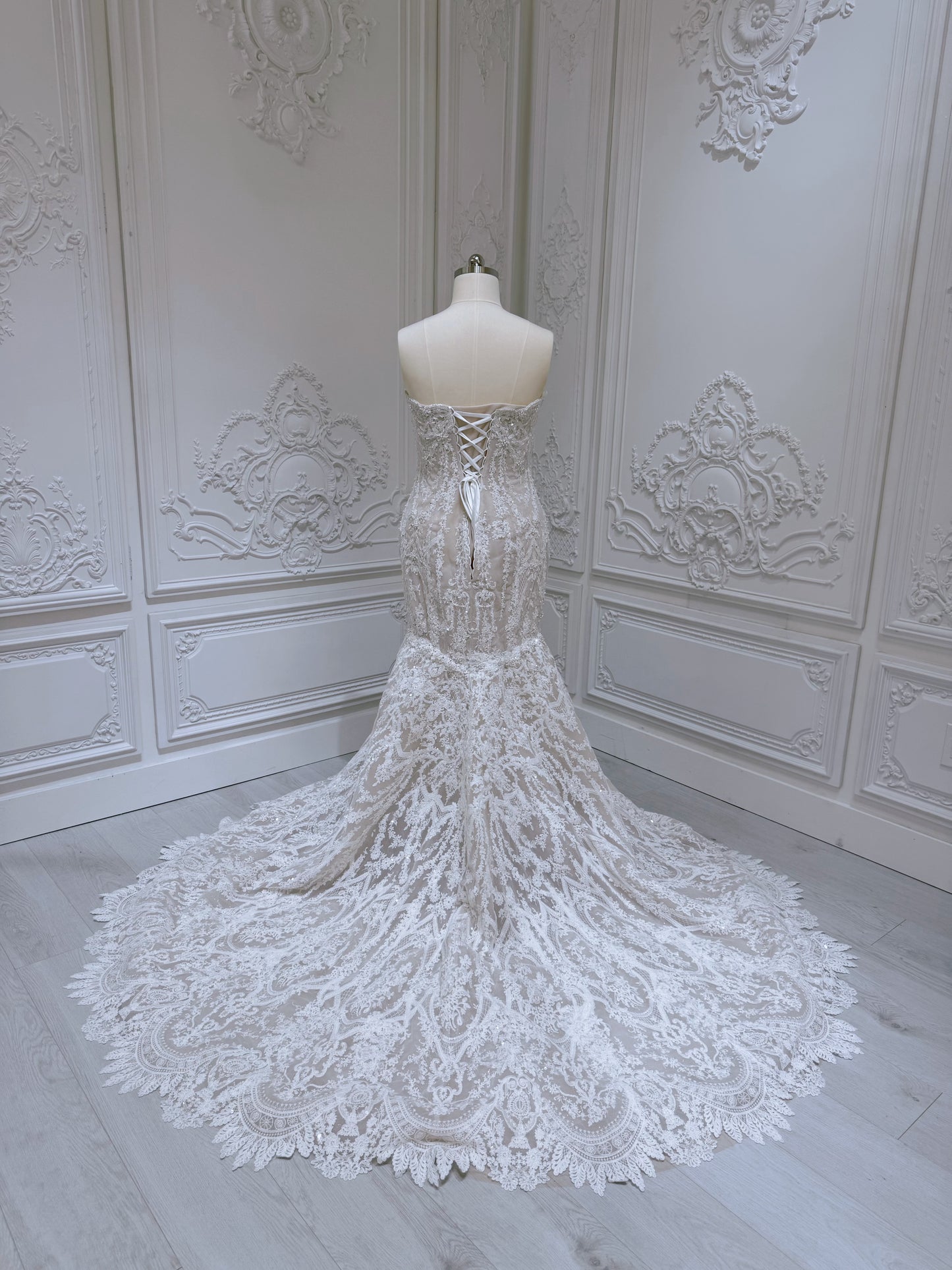 TBC-AM060 Custom-made lace with beading mermaid royal wedding dress with detachable bridal top