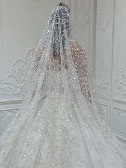 TBC-B002 Luxury beading off white long sleeve sparkling royal wedding dress - Ting's Bridal Collection