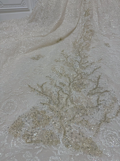 TMC-CM46 Custom-made luxury beading champagne off the shoulder princess ballgown royal wedding dress - Ting's Bridal Collection