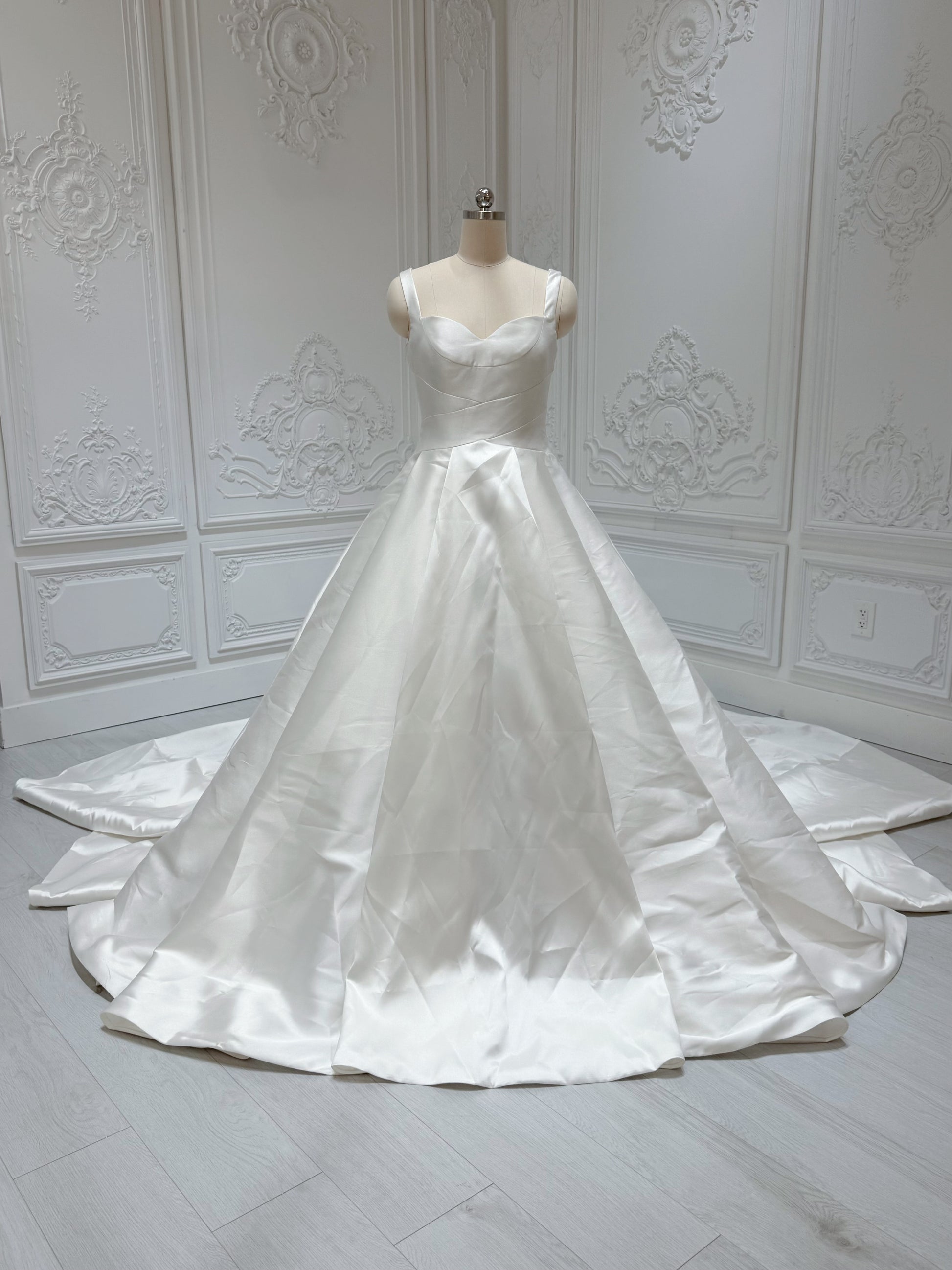Stock Sale! Size 10. Ivory satin ballgown wedding dress - Ting's Bridal Collection
