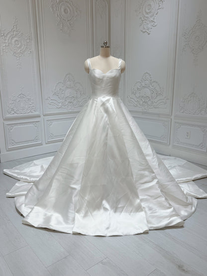Stock Sale! Size 10. Ivory satin ballgown wedding dress - Ting's Bridal Collection