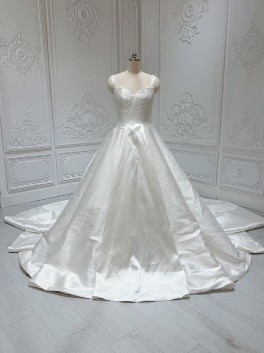 Stock Sale! Size 10. Ivory satin ballgown wedding dress - Ting's Bridal Collection