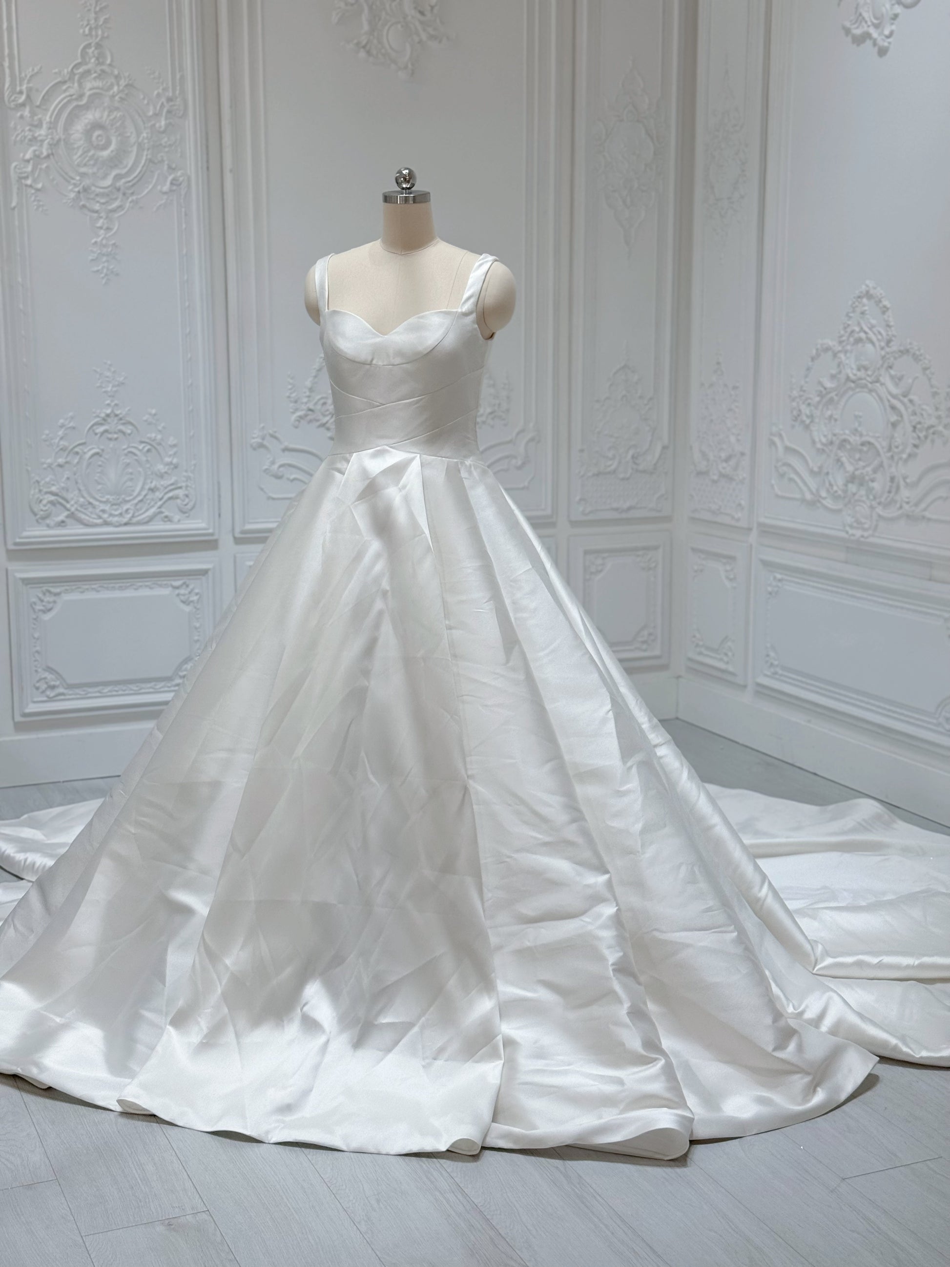 Stock Sale! Size 10. Ivory satin ballgown wedding dress - Ting's Bridal Collection