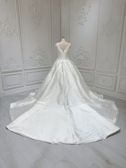 Stock Sale! Size 10. Ivory satin ballgown wedding dress - Ting's Bridal Collection