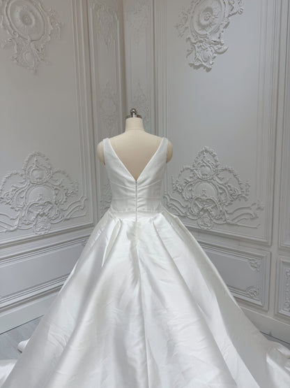 Stock Sale! Size 10. Ivory satin ballgown wedding dress - Ting's Bridal Collection